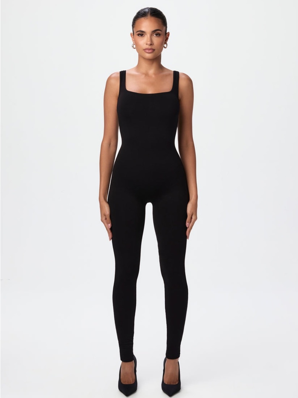 naked wardrobe sculpt tank double layer skinny leg stretchy Jumpsuit Form Fit